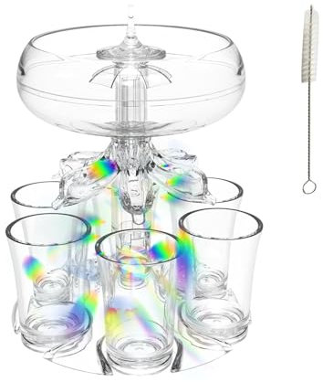 Lot de 1/6 distributeurs de verres à liqueur – Distributeur de liqueur à liqueur 6 pièces, 485 g, distributeur d'alcool en verre bio | Boisson à liqueur avec éclairage LED, accessoire de bar pour