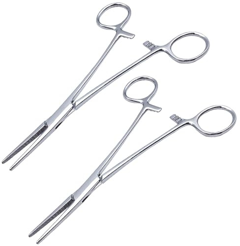 2 Piezas Pinzas para Perforar de 12.5cm Set, Alicates de Cabeza Recta, Pinzas de Acero Inoxidable, Alicates de Dientes de Sierra para Coser, Soldar, Arte y Manualidades