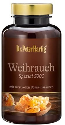 Dr. Peter Hartig Weihrauch SPEZIAL 5000 150 Kapseln 5-Monats-Vorrat aus indischem Weihrauch Boswelliasäuren Vitamin C Laborgeprüft Lactose- Gluten- und Hefefrei