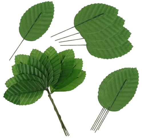Yolev 200 foglie artificiali verde scuro, verde e argento per artigianato, foglie finte in seta, fiori artificiali in plastica, grondaie in seta per ghirlande fai da te, matrimoni, Natale
