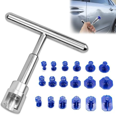 YNOYMO Set di riparazione per ammaccature, strumento di rimozione della carrozzeria, ammaccature, rimozione di ammaccature, pulitore a T Bar con 18 ventose, senza vernice, set di attrezzi per