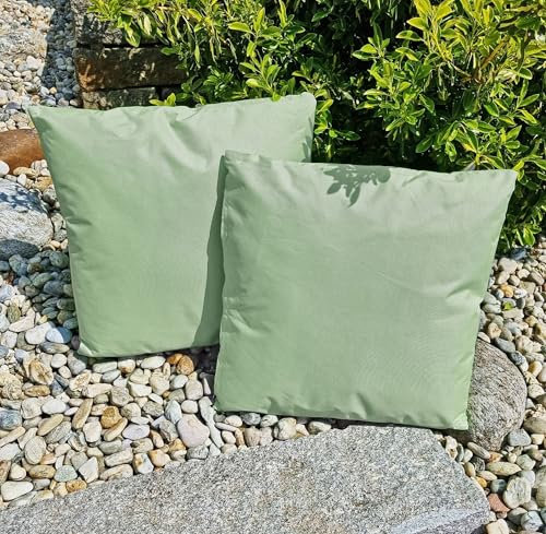 JACK 1x 45x45cm Outdoor Lounge Kissen Dekokissen inkl. Füllung Wasserabweisend Sitzkissen Garten Stuhl Lotus Effekt, Farbe:Oliv