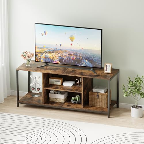 AVC Designs TV Stand TV Console Storage Cabinet Rustic Brown For Living Room Up to 60 TV With Storage Shelf (120L cm)