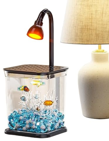 Betta Aquarium – Vaso di propagazione desktop | Acquario rotondo per pesche | Piccola da tavolo | Zbetta Peach Avoc | Piccoli acquari con luce Ambia