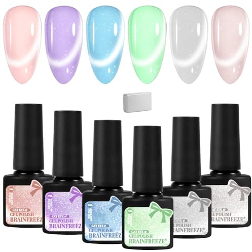 LOPHE Shine Smalto Unghie, 6 Colori Cat Magnetic Eye Gel UV/LED con Magnete, Colori Bellissimi Non Sbava, per il Salone D'arte Delle Unghie a Casa, 7ML