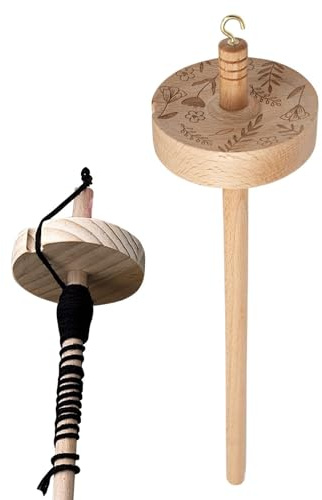 Yarn Spindle - Drop - Spindle with Notch, Ergonomic Hand Carved | Beginner Tool for Sewing Weaving and Glove Making, Craft Wool Spinner