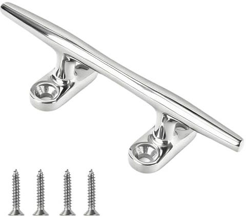 Jesustree Cornamusa Inoxidable SUS316 para Barco Base Abierta Taquete de Amarre Cuerda Pesada para Kayak Embarcaciones Yates Accesorios de Amarre Náuticos (6 Pulgadas)