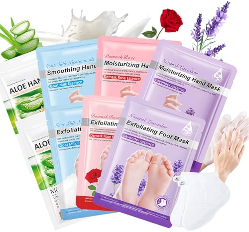 Mascarilla de manos y pies, calcetines hidratantes para manos y pies, cuidado de manos y pies contra callosidades, máscara para pies muy secos, máscara exfoliante de manos, calcetines anticallos