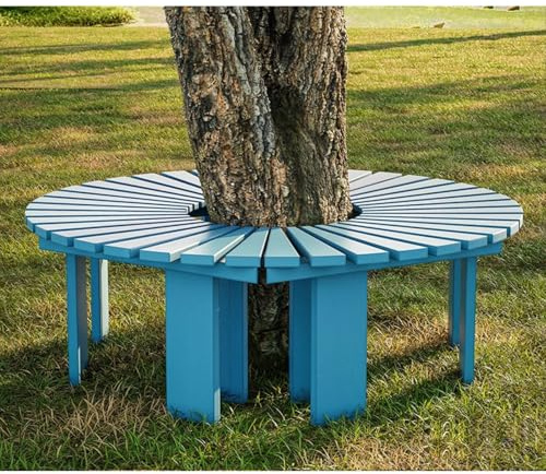 LIHDNGXM Panchina a Semicerchio Attorno all'Albero - Panchina da Parco per Giardino, Prato, Patio e Cortile - Carico Massimo: Circa 250 Kg(Blue,Whole circle)