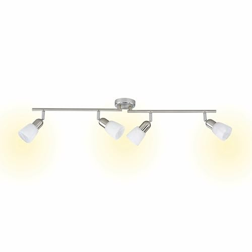 BRILLIANT Lampe Sofia Spotrohr 4flg eisen/chrom/weiß | 4x D45, E14, 40W, geeignet für Tropfenlampen (nicht enthalten) | Arme drehbar/Köpfe schwenkbar