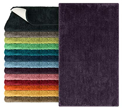 npluseins Mikrofaser Badteppich - viele Farben & Größen 800.1026, Beere, 70 x 120 cm