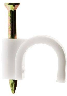 Zenitech - Lote de 100 Ganchos de Fijación Ø9 mm - Plástico Resistente - Clavo para Hormigón Incluido - Para Cables y Tubos - Larga Duración - Certificado CE - Blanco