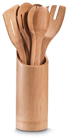 Zeller Present 25274 Support Contenant 7 Ustensiles de Cuisine en Bambou Ø 9 x 33 cm