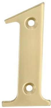 Amig - Número 1 Hueco de Latón Pulido para Atornillar en Interior y Exterior, 100 mm, para Portales, Paredes o Fachadas de Casas, Acabado en Dorado