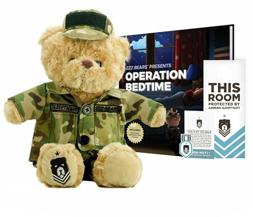 ZZZ Bears Airman Sleeptight Air Force Teddy Bear with Storybook & Sleep System, Comforting Gift for Air Force Kids, Helps with Bedtime Routine, Deployment Separation & Emotional Support