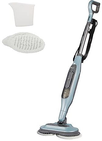 Shark Steam & Scrub Dampfreiniger, automatischer Dampfreiniger, schrubbt und desinfiziert mit intelligenter Dampfsteuerung, 2 Power-Pads, chemiefrei, für Hartböden, Blau S6002EU