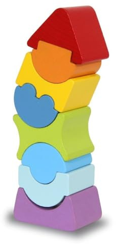 Holzspielzeug Kidiwood Stapelturm 8tlg. – ab 2 Jahre, Massivholz - Bergahorn / Buche, Farben auf Wasserbasis, fördert die motorische Fähigkeiten / Tastsinn, Formen erkennen / zuordnen