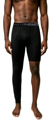 Jonscart Ett ben kompression tights långa byxor basket sport baslager underkläder aktiv tight, Svart-höger lång, S