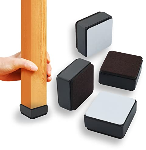 4 Stück Karbonstahl Möbelerhöhung 3 cm Hoch, Selbstklebende Möbelerhöhung, 60x32mm, Möbelfüße zum Kleben, Möbelerhöher für Sofa Couch Tisch Schrank Bett Schreibtisch Erhöhung (Schwarz/Quadrat)