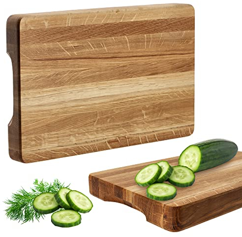 KADAX Planche à découper en bois, planche de cuisine, planche à viande de 4 cm d'épaisseur, en bois naturel, planche à hacher en chêne massif, planche de service pour collations, fromage(25 x 40 cm)