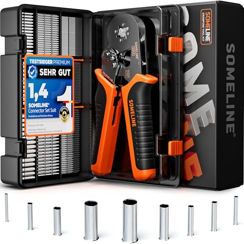 SOMELINE Crimpadora Terminales Cables Electricos, 9 tipos de terminales no aislados 0,25-10mm², Crimpadora, Alicates Electricista, Herramientas Electricista, Alicates de Terminales