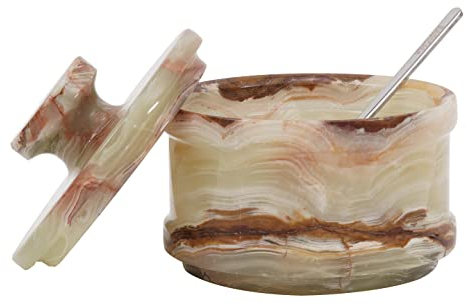 Radicaln Marble Salt Cellar with Lid, 3.5 Green Salt Box, Spice Containers & Spice Jars, Rock Salt Holder for Counter Spice Jar