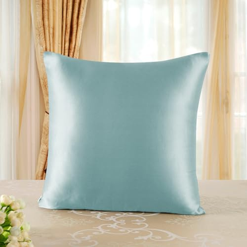townssilk Beidseitig 100% 19mm Pure Maulbeerseide Kissenbezug für Haar und Haut Gesundheit.1Stück 80x80cm Größe Kissenbezug Aquagreen