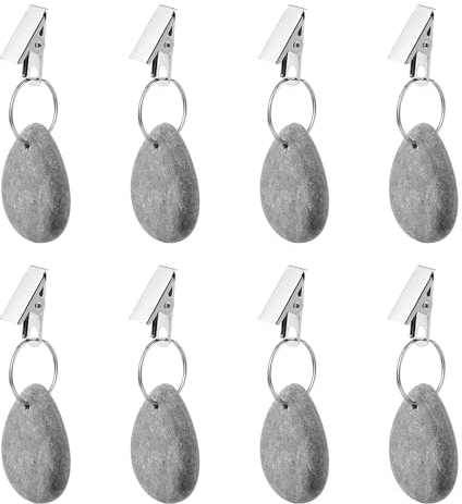 starfa lab 8 Stück Tischdeckenbeschwerer aus Naturmarmor, Tischdecke Gewichte für Draußen Tischdeckenbeschwerer Set mit Clip für Familie Party Hochzeiten Camping Garten Picknick (Grau)