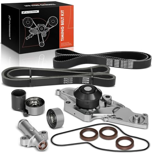 A-Premium Timing Belt Kit with Water Pump Compatible with 03-18 Honda Accord Crosstour Pilot Odyssey Ridgeline Acura MDX RDX RL TL TSX ZDX Saturn Vue 3.0L 3.2L 3.5L 3.7L V6 19200RDVJ01 TKH002 TCKWP329