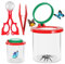 AEUZWR 2 Stück Becherlupe, Becherlupen für Kinder, Lupenglas für Kinder, Insekten Viewer mit Spinne, Becherlupe Set mit Scherenzange und Pinzette für Outdoor Wissenschaft Natur Erkundung, Rot, Grün