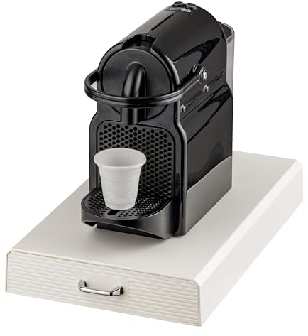 Baroni Home Porte-Capsules de Café Professionnel à 1 Tiroir, Porte-Capsules avec Compartiments, Organisateur pour Cafétéria avec Tiroirs, Blanc.