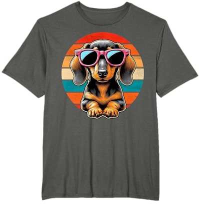 Cool Retro Dachshund Design Dachshund con gafas de sol Camiseta
