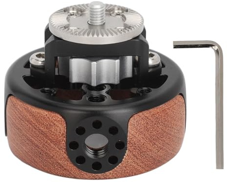 Tissting Camera Wheel Side Handle Grip for Arri M6 Rosette, Wooden Rotation Camera Round Handle with 1/4in 3/8in Interface, Camera Slider Dolly for DSLR Video