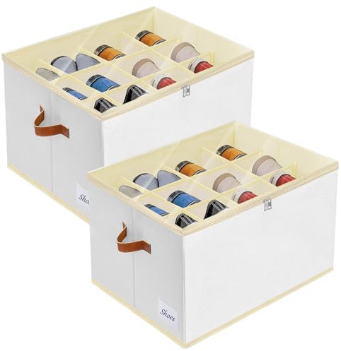 Euleryoo Boite Rangement Chaussure, Organisateur de Chaussures Convient pour 24 Paires de Boîtes à Chaussures Empilables - Étagère à Chaussures peu Encombrante - Organiseur pour Armoire à Chaussures