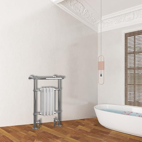 Acezanble∣952x479mm White & Chrome Bathroom Victorian Towel Rail Traditional Radiator
