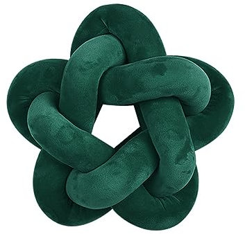 Champracer 1pcs Knotenkissen, Weiches Knoten-Kugelkissen, Fünfzackiger Stern Knotenkissen, Sternen Knot Kopfkissen, für Schlafzimmer, Zuhause, Moderne Knotendekoration 32 * 32 cm (Dunkelgrün)