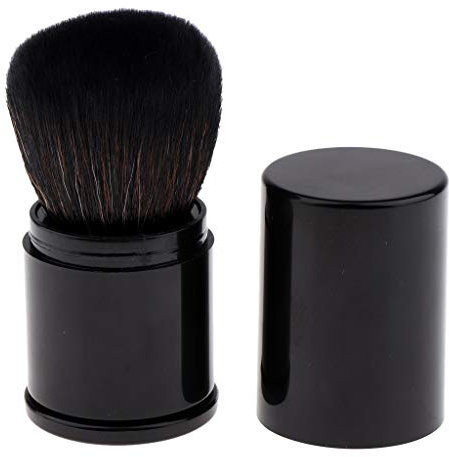 Pinceau de voyage rétractable Kabuki pour fond de teint, fard à joues, poudre bronzante et poudre Noir