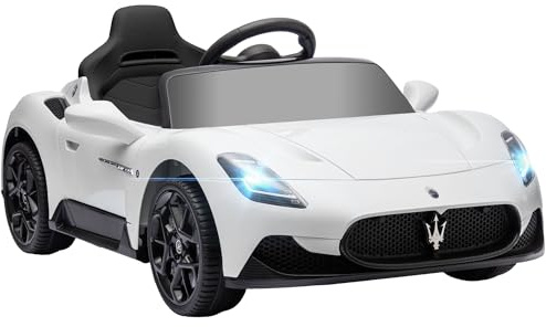AIYAPLAY Macchina Elettrica per Bambini 3-6 Anni 12V Licenza Maserati MC20, 3-5km/h Auto Elettrica per Bambini con 2 Motori, Sospensioni, Telecomando, Musica, Clacson e Fari LED, Bianco