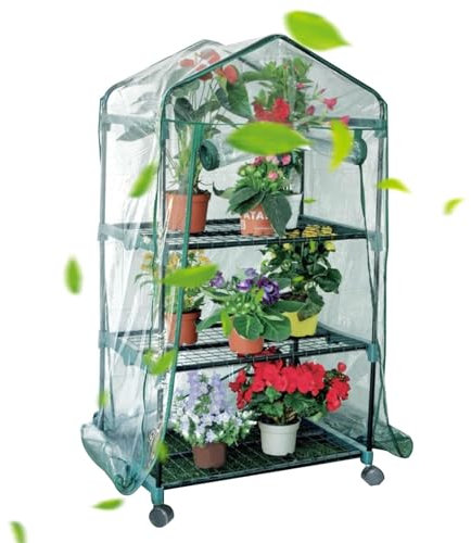 Växthus, vintertält, folieväxthus för trädgården, växthus med 3/4 våningar och låsbara hjul, tomatväxthus, trädgårdshus, drivbänk för växter, transparent