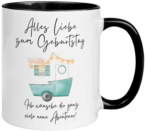 Alles Liebe zum Geburtstag Tasse – viele neue Abenteuer | Camper Wohnwagen | Geburtstagsgeschenk ohne Zahl Männer Frauen | Party Kaffeebecher | Geburtstagsparty Dekoration | Geburtstagstasse