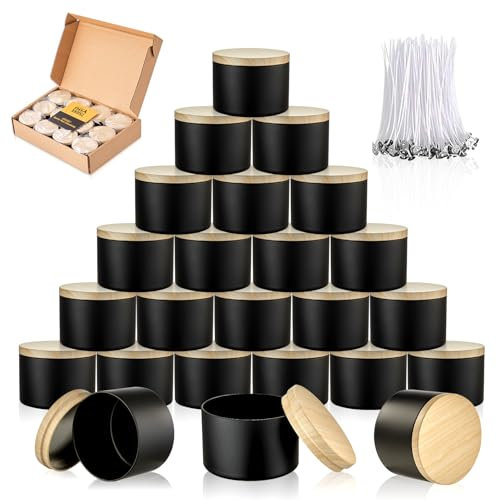 MGLIFEUL 4oz Candle Tins Jars Cans with Lids and Wax Wick for Making Candle