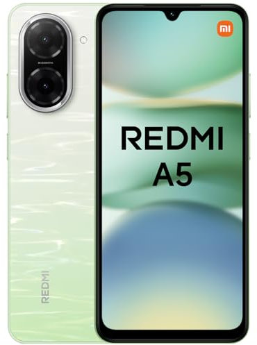 Xiaomi Redmi A5 - Smartphone de 4+128GB, Pantalla inmersiva de 6,88 120 Hz, Potente procesador Octa Core, Cámara Dual AI de 32 MP, 5100 mAh, Cargador no Incluido, Verde (Versión ES)