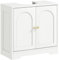 HOMCOM Mueble bajo Lavabo Mueble de Baño con 2 Puertas con Diseño de Arco Estante Ajustable Tiradores Dorados para Lavabo con o sin Pedestal 60x30x65 cm Blanco