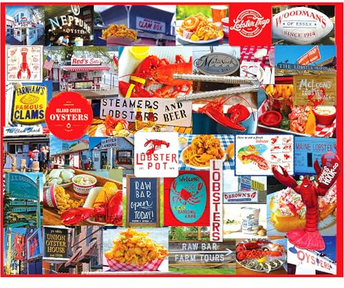 White Mountain 1000 Piece Puzzle Vintage Collage Jigsaw Puzzles for Family and Adults - Taste of New England