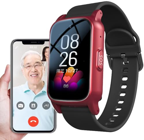 Reloj Inteligente con Detección de Caídas, Reloj Localizador Personas Mayores GPS, Pulsera SOS, Rastreador GPS, Llamada de Emergencia SOS, Boton Emergencia AncianosRed,One Size