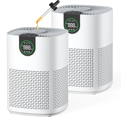 VEWIOR 2 Pack Air Purifiers for Home, Air Purifiers for Bedroom Large Room up to 1200 sq.ft with H13 HEPA Washable Filter, Aromatherapy, PM2.5 Display, Sleep Mode, Auto Mode for Dust, Smoke, Pets Hair