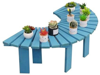 BZJPRFC Puesto De Flores For Balcón Y Jardín, Banco Semicircular For Árbol, Muebles De Exterior, Asiento Decorativo, Forma Extensible, Capacidad De 400 Kg(Blue)