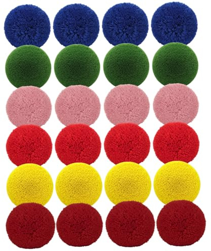 Xoeryoy 24-pack Yarn Balls, 10cm/4in Fluffy Soft Dodgeballs For Kids And Adults, Safe Playground Balls For Indoor Outdoor Games, Handball, Random