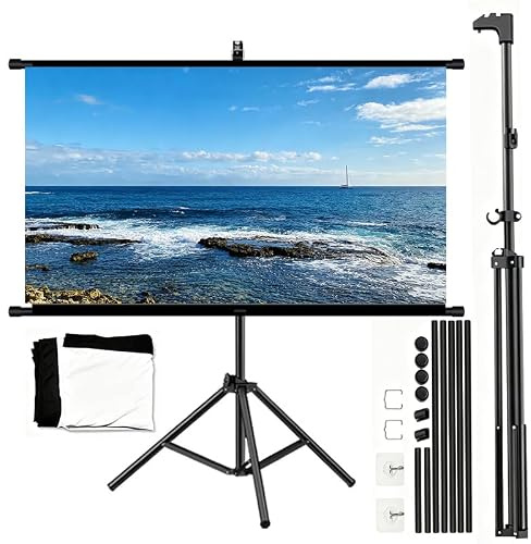 Projektorduk Med Stativ, 72/84/100 Tum 4k Hd-filmskärmar Med Självhäftande Krokar Och Spårlösa Spikar, Supervid Vy, Enkel Installation, Väggmonterad Projektor För Hemmabio 100in