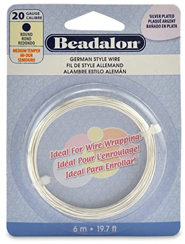 Beadalon German Style 6 m 20 Gauge Round Wire, Silver Plated